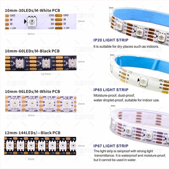 WS2815 RGB LED traka s ugrađenim IC-om, programabilna, fleksibilna, 12V