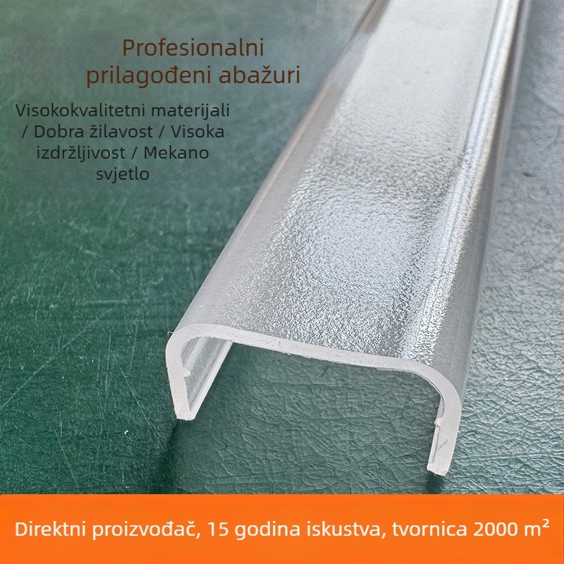 Matirani PC difuzor za LED linearno osvjetljenje, pravokutni trak, plastični abažur za kućnu svjetiljku, prilagodljivo