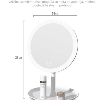 Ogledalo za šminkanje sa svjetlom, stolno, kompaktno i prijenosno, influencer stil