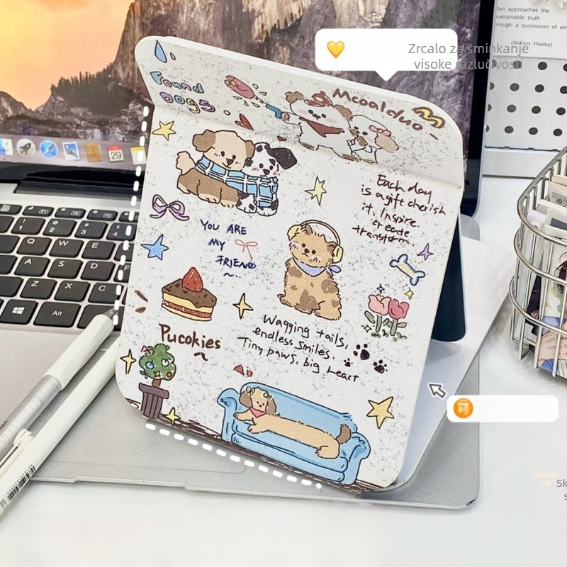 Izvorno veliko sklopivo ogledalo za šminkanje s šarenom ilustracijom, Instagram-stil, stolno ili uspravno ogledalo za kućnu upotrebu
