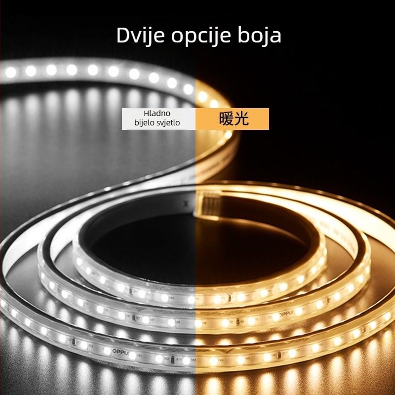LED traka s vulkaniziranim premazom, 220V, 2835, 120 LED, gustoća 60 LED/m, 4000K neutralna bijela, visoka svjetlina, ne vodootporna