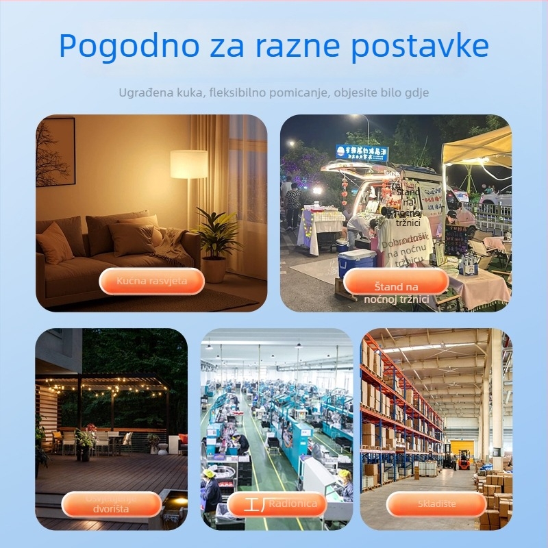 Kućna LED žarulja s kabelom, E27 navoj, napajanje iz utičnice, energetski učinkovita vanjska svjetiljka sa prekidačem