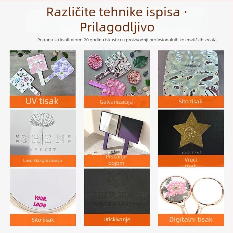 Sklopivo ogledalo za šminkanje, žensko stolno ogledalo sa stalkom, prenosno kozmetičko ogledalo od PU kože