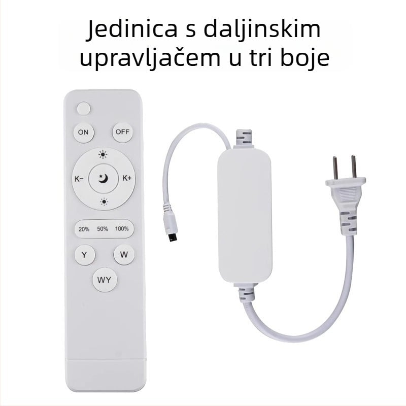Shuoyu 220V trobojna LED traka kontroler s promjenom boje, infracrveno bežično daljinsko upravljanje, fleksibilna LED traka i priključak za napajanje