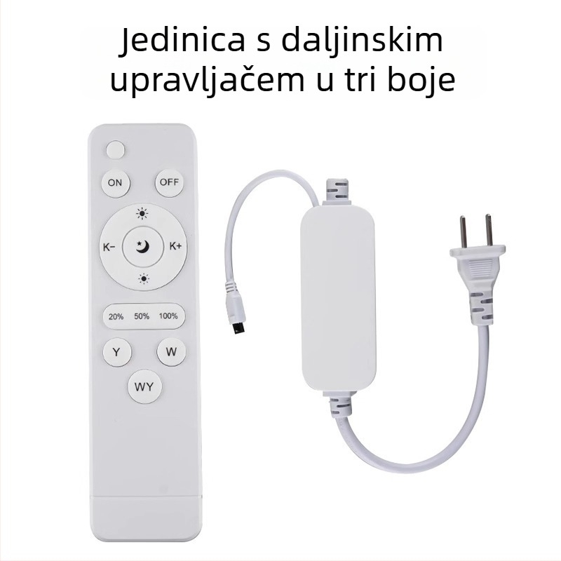 Shuoyu 220V trobojna LED traka kontroler s promjenom boje, infracrveno bežično daljinsko upravljanje, fleksibilna LED traka i priključak za napajanje