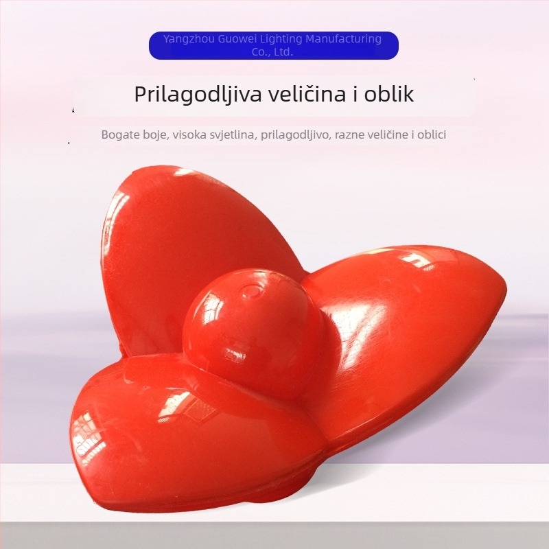 Crveni plastični abažur za vanjsko osvjetljenje dvorišta – trokutasti oblik s motivom cvijeta šljive