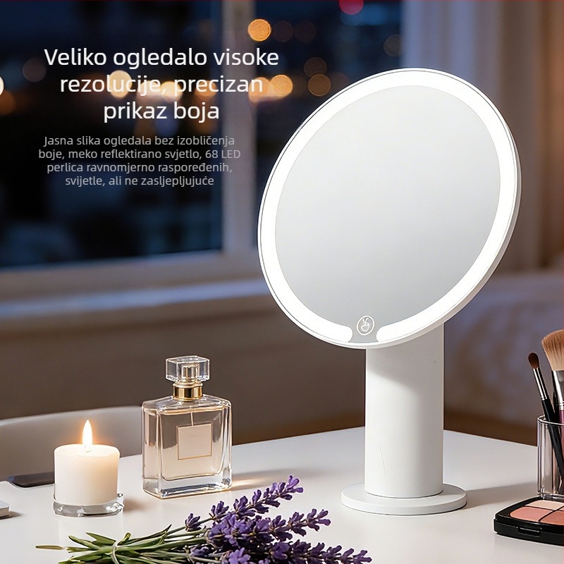 LED osvijetljeno ogledalo za šminkanje, trobojni dodirni kontroler, HD osvjetljenje, stolno ogledalo ljepote