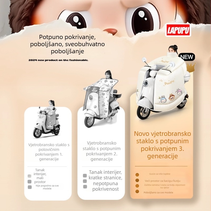 Zimska vunena navlaka za vjetrobran za motocikl i električno vozilo