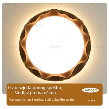 Tavansko svjetlo za spavaću sobu u francuskom vintage stilu, retro orahova tekstura, stil wabi-sabi, potpuno spektralno svjetlo, zaštita očiju, luksuzni rasvjetni komad