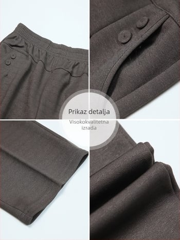 Ženske hlače za srednju i stariju dobnu skupinu, ravni kroj, udoban, visok pojas, dugačke hlače za proljeće i jesen, casual.