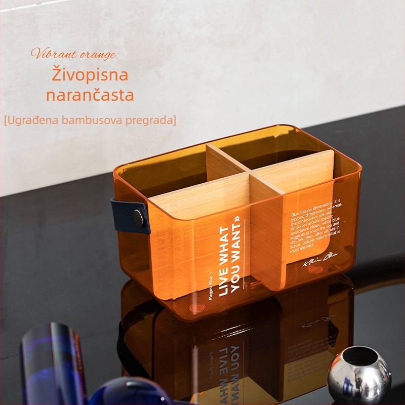 Stolni kozmetički organizator – kutija za pohranu šminke, ruževa, četkica i maski, dimenzije 18×11,8×10 cm.
