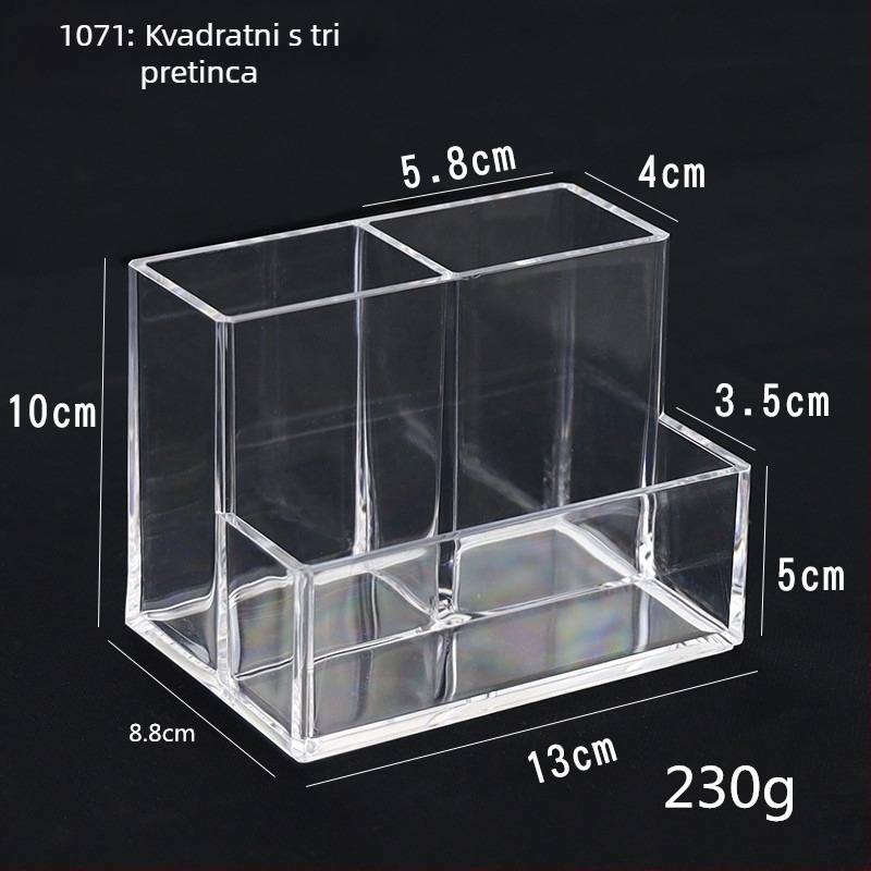 Organizator kozmetike s pretincima za olovke za obrve, kistove za šminku i ruž