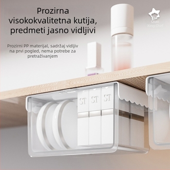 Prozirni organizator za kupaonicu s ladicom ispod ogledala – kozmetika, štapići za uklanjanje šminke, ruž