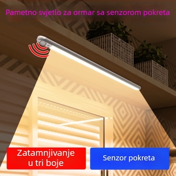 Qianrun Lighting LED noćna svjetiljka s senzorom pokreta, punjiva baterija, dugačak trak za ormariće, hodnik i garderobu