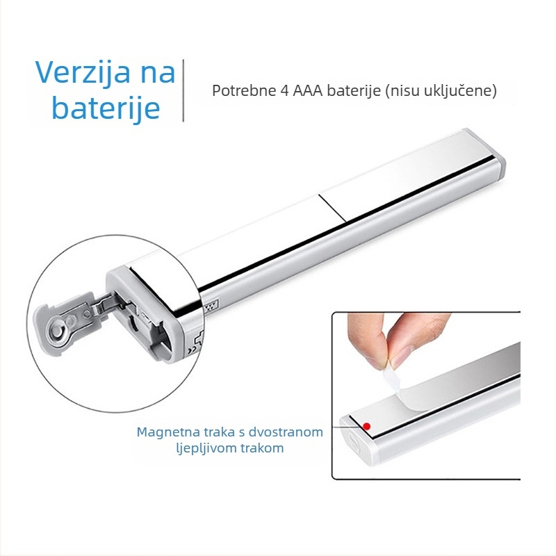 Inteligentna LED traka sa senzorom pokreta za ormariće i garderobe, USB punjenje, bežično upravljanje rasvjetom, noćna lampica