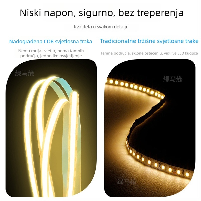 8 mm samoljepljiva COB LED traka s USB, verzija napajanja baterijom, senzor, topla bijela / neutralna svjetlost
