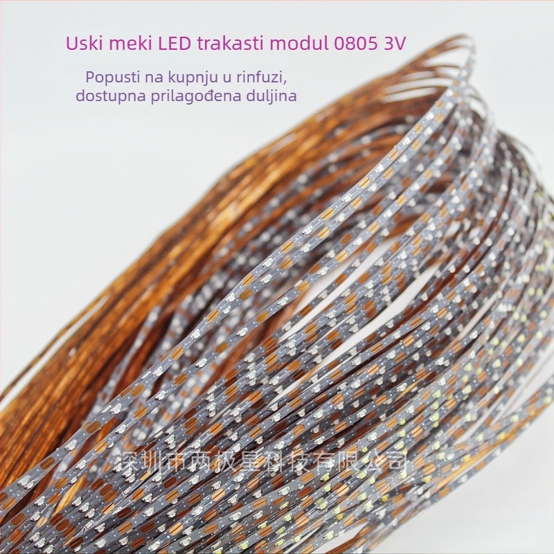 0805 LED traka za pješčani arhitektonski model, fleksibilna i uska, 3V, kompatibilna s kućicom za baterije, može se izrezati na željenu duljinu