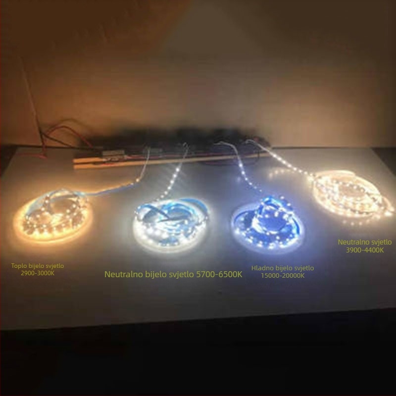 LED traka za kućno osvjetljenje 2835, dvobojna temperatura boje, konstantan strujni tok, 200 LED-ova, fleksibilna, visoka svjetlina, dimabilna