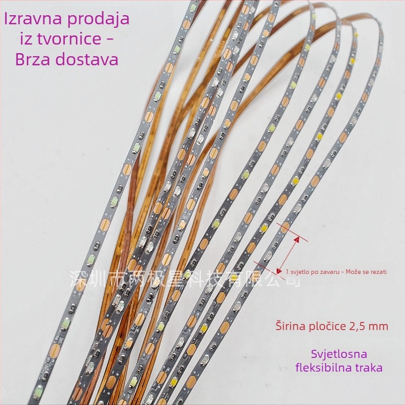 LED trak 5V 0805 za pješčane stolne modele arhitektonskih modela, fleksibilni uski 2,5 mm trak, može se rezati i kompatibilan s kutijom za baterije