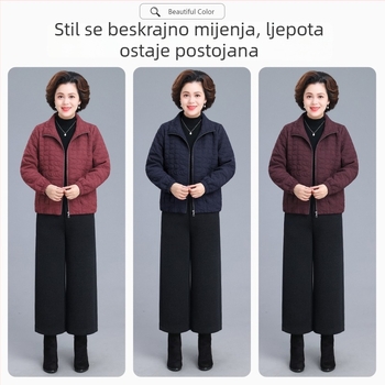 Jakna za jesen-zimu za žene srednje dobi, elegantan ženski top, lagana pamučna jakna, velika veličina