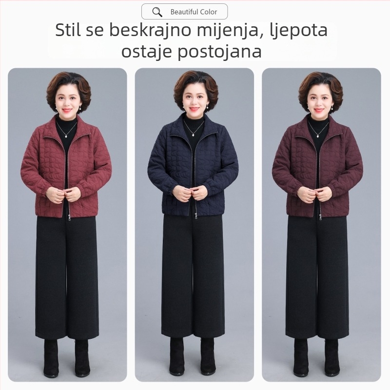 Jakna za jesen-zimu za žene srednje dobi, elegantan ženski top, lagana pamučna jakna, velika veličina
