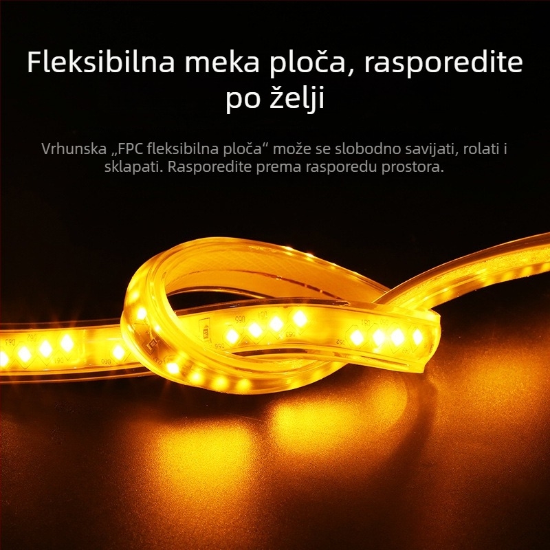 LED traka 220V za vanjsku upotrebu, vodootporna, 320 LED-ova, pet redova, inženjersko osvjetljenje, topla svjetlost, izuzetno mekana