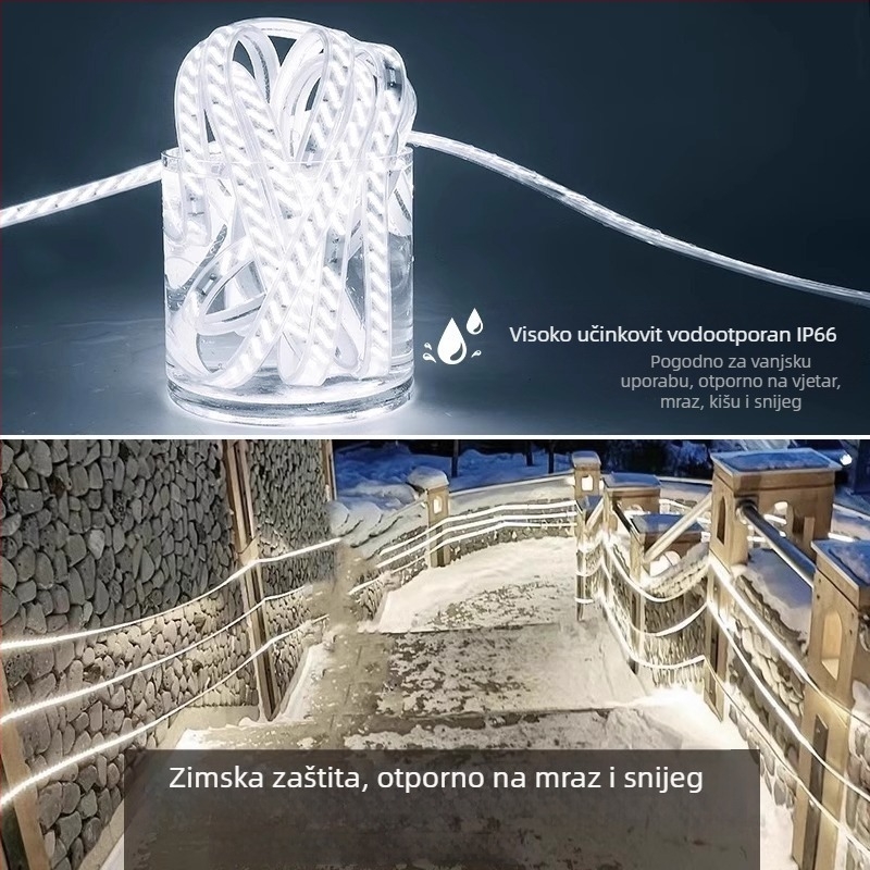 220V vodootporna LED traka, 320 LED (2835), samoljepljiva, jednobojna, visoka svjetlina