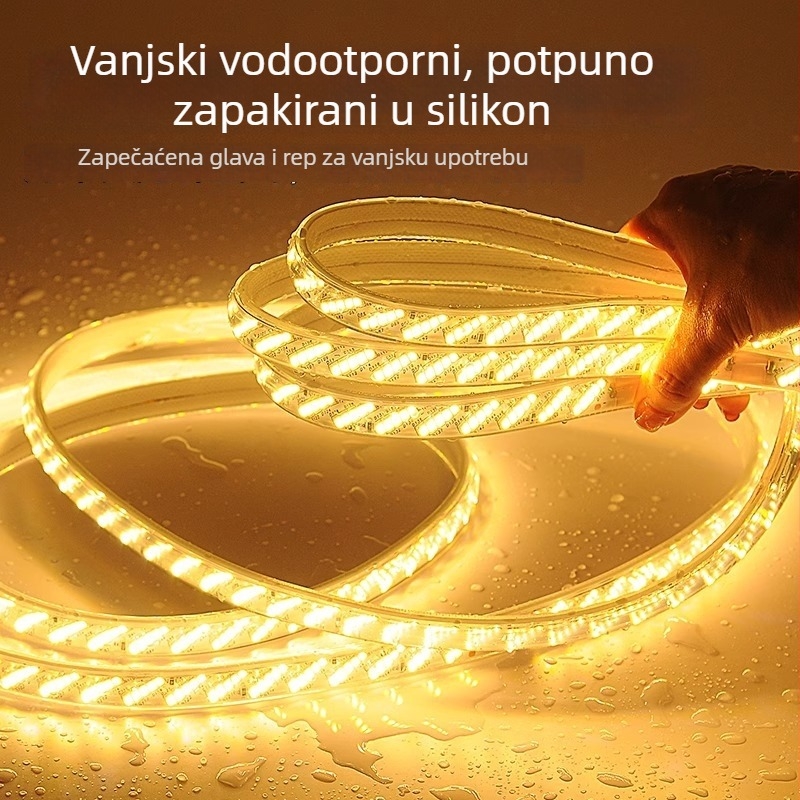 220V vodootporna LED traka, 320 LED (2835), samoljepljiva, jednobojna, visoka svjetlina