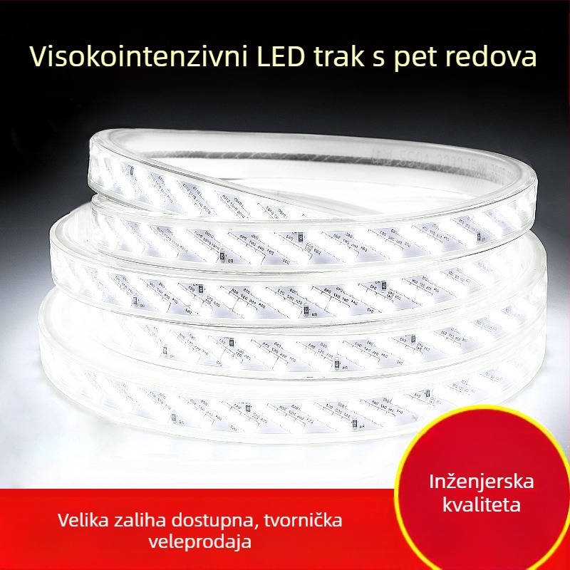 220V vodootporna LED traka, 320 LED (2835), samoljepljiva, jednobojna, visoka svjetlina
