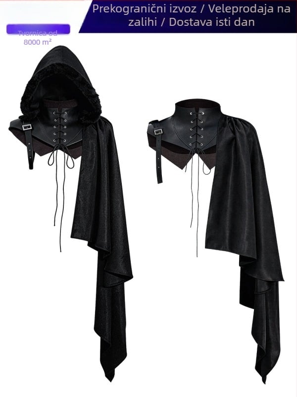 Grim Reaper kostim 2026 stil sa srednjovjekovnim kapuljačom, kapom i vještičjom robom za cosplay na zabavu