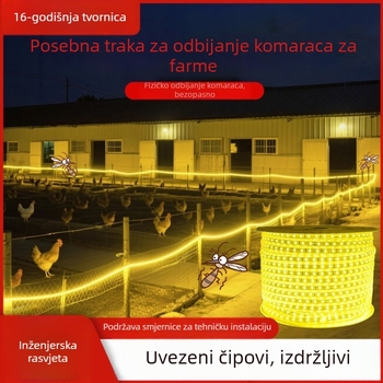Visoko učinkovita LED traka protiv komaraca za farme, 220V, iznimno svijetla vodootporna rasvjeta za kokošinjce
