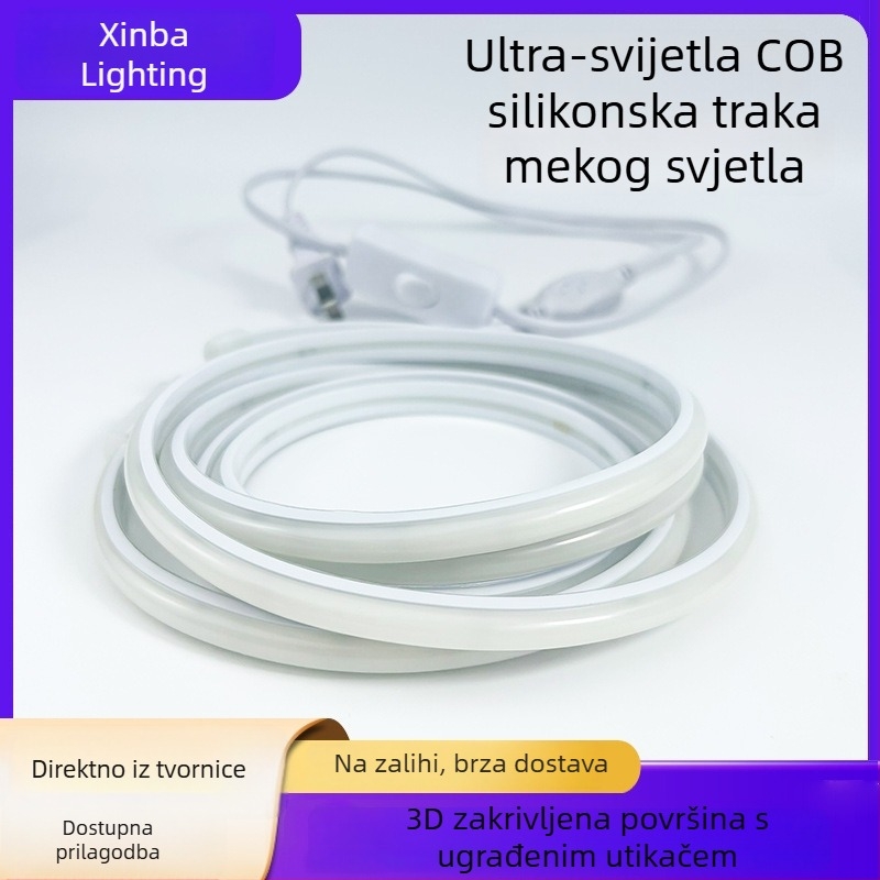 LED trak COB 220V, fleksibilan, samoljepljiv, vanjska vodootporna rasvjeta