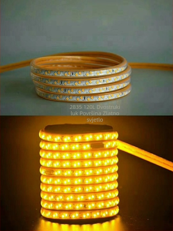 LED traka rasvjeta, iznimno svijetla, troredni kosni dizajn, 2835, vanjska vodootporna, 220V, boje ružičasta, žuta, crvena, zelena, plava