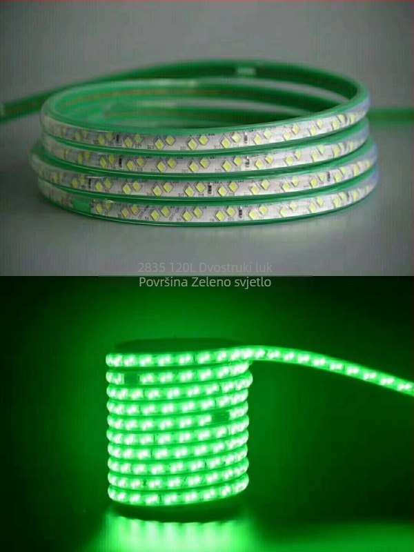 LED traka rasvjeta, iznimno svijetla, troredni kosni dizajn, 2835, vanjska vodootporna, 220V, boje ružičasta, žuta, crvena, zelena, plava