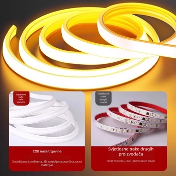 Cob LED traka, mekana svjetlost, 220V, samoljepljiva stropna ambijentalna rasvjeta, ultra jaka, vodootporna za vanjsku uporabu