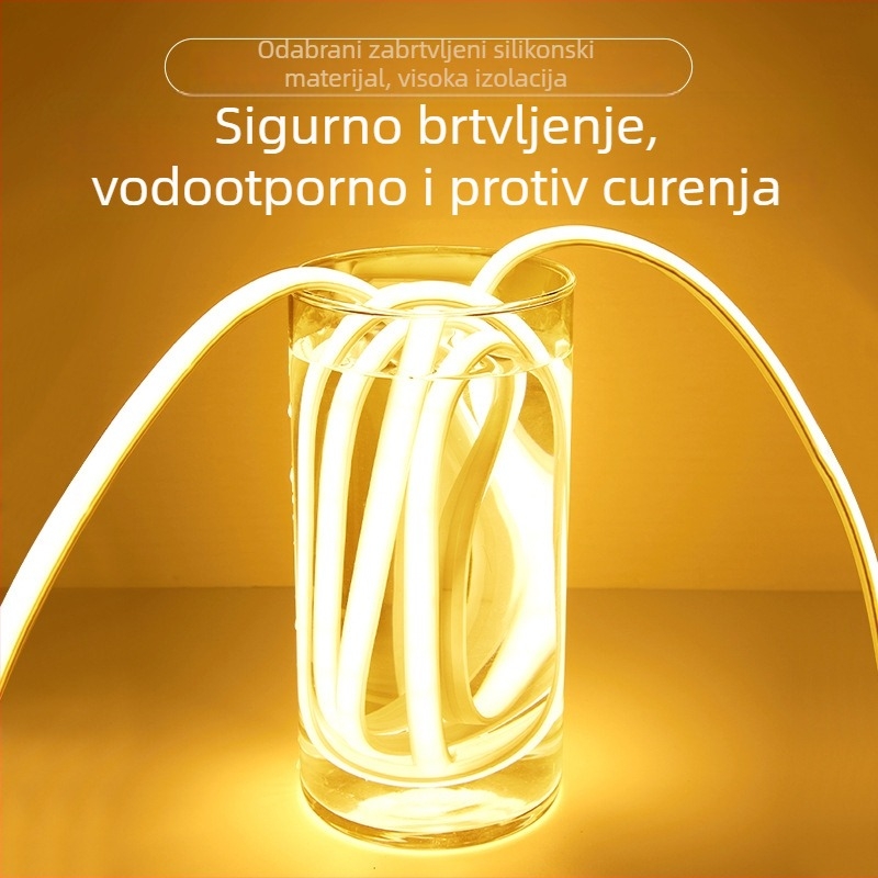 Cob LED traka, mekana svjetlost, 220V, samoljepljiva stropna ambijentalna rasvjeta, ultra jaka, vodootporna za vanjsku uporabu