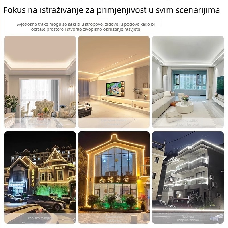 Cob LED traka, mekana svjetlost, 220V, samoljepljiva stropna ambijentalna rasvjeta, ultra jaka, vodootporna za vanjsku uporabu