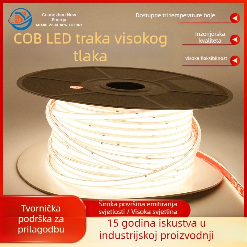 Cob LED neonska traka za natpise, 220V visok napon, bez upravljača, PVC šuplja ekstruzija, vanjsko vodootporno osvjetljenje za reklamne znakove
