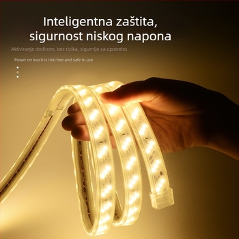 Vanjska LED traka 220V, vodootporna, tri reda LED 2835, visoka svjetlina, 12W, 180 LED-ova, 180° snop svjetla