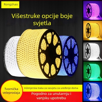 Vodootporna LED traka 220V RGB, dvostruki red, dnevni boravak, mekano neonsko svjetlo