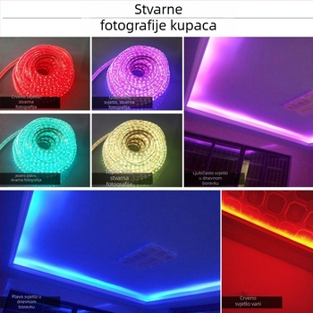 Vodootporna LED traka 220V RGB, dvostruki red, dnevni boravak, mekano neonsko svjetlo