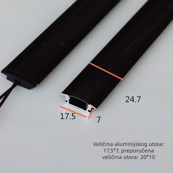 LED traka 220V, crna, ugrađena u vinsku skrinju/izložbenu vitrinu, plosnata, izuzetno jaka svjetlosna traka, čvrsta traka, bez transformatora