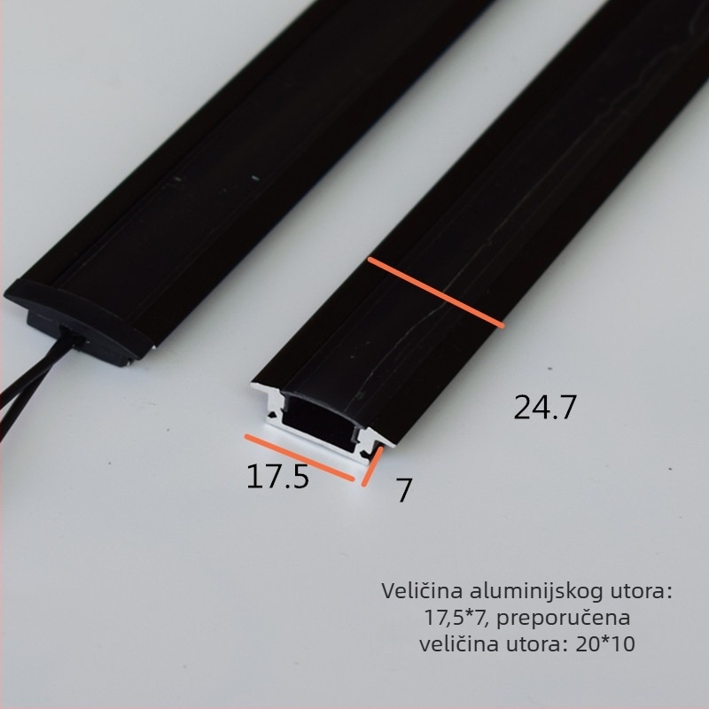 LED traka 220V, crna, ugrađena u vinsku skrinju/izložbenu vitrinu, plosnata, izuzetno jaka svjetlosna traka, čvrsta traka, bez transformatora