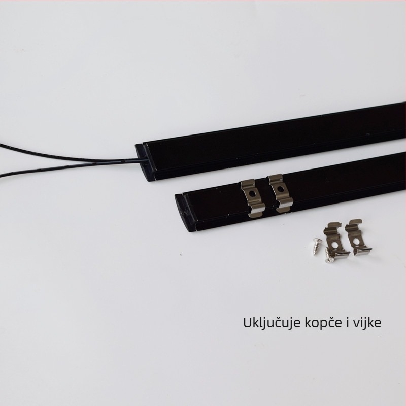 LED traka 220V, crna, ugrađena u vinsku skrinju/izložbenu vitrinu, plosnata, izuzetno jaka svjetlosna traka, čvrsta traka, bez transformatora