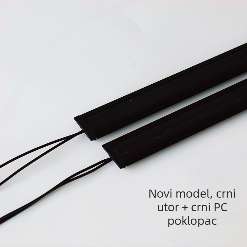 LED traka 220V, crna, ugrađena u vinsku skrinju/izložbenu vitrinu, plosnata, izuzetno jaka svjetlosna traka, čvrsta traka, bez transformatora