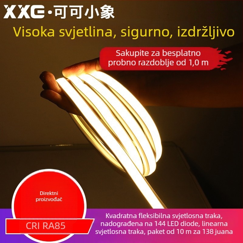 LED iznimno jaka linearna svjetiljka, atmosferski kanal, kvadratni fleksibilni vodootporni ugrađeni linearni trak, 220V
