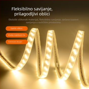 220V Ultra-sjajna troredna LED traka s 2835 LED-ima, 180 dioda, IP67 vodootporna za unutarnju i vanjsku rasvjetu