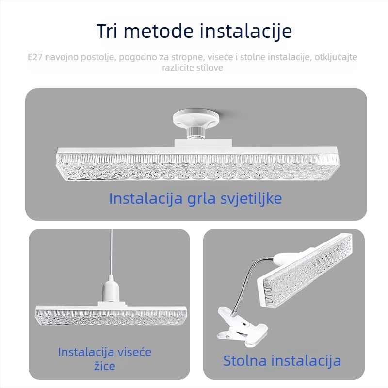 LED lampa s dugim kristalnim trakom, E27 utičnica, zaštita očiju, energetski učinkovita kućna rasvjeta za dnevni boravak i spavaću sobu, integrirani dizajn