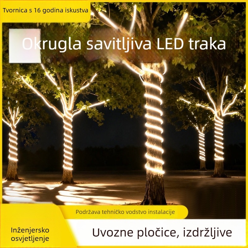 Okrugla LED neonska traka, 360°, vanjska vodootporna silikonska, fleksibilna, 220V, visoka svjetlina