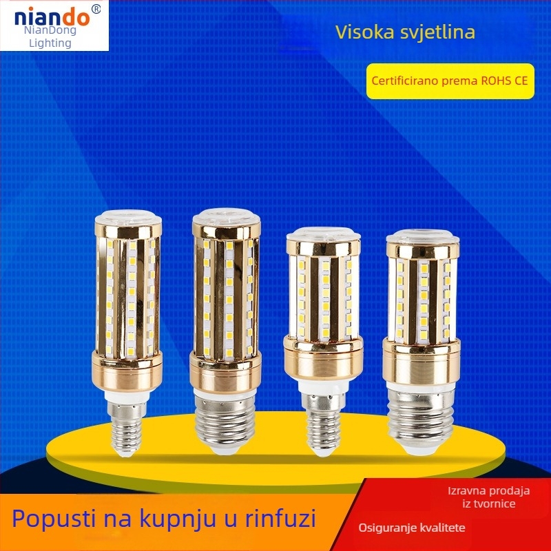 Nova LED kukuruzna lampica, zlatna boja, za kućnu upotrebu, s navojem E14/E27